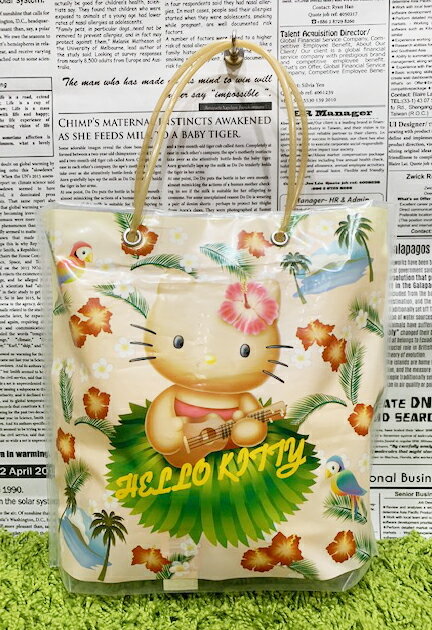 【震撼精品百貨】Hello Kitty 凱蒂貓 日本SANRIO三麗鷗KITTY塑膠袋/購物袋-夏威夷*43671 震撼日式精品百貨