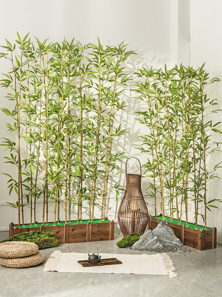 仿真竹子隔斷擋墻仿生假竹子裝飾仿真綠植室內外景觀植物造景擺件
