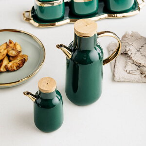 醋壺家用漂亮組合佐料調味高顏值套裝鹽罐高檔時尚創意輕奢墨綠色