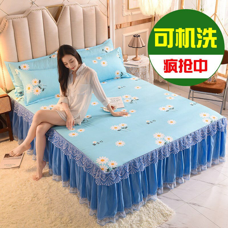 【品牌清貨】防滑床裙三件套韓版床罩不褪色床笠床單席夢思保護套 2