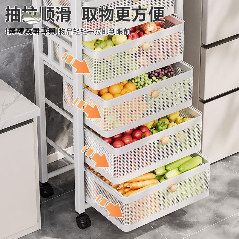 現貨特賣！小推車 置物架 收納架 零食架 展示架 零食架小推車廚房多功能置物架落地式多層菜籃子抽屜夾縫收納櫃 特價出 免運 開發票【hua3/13】