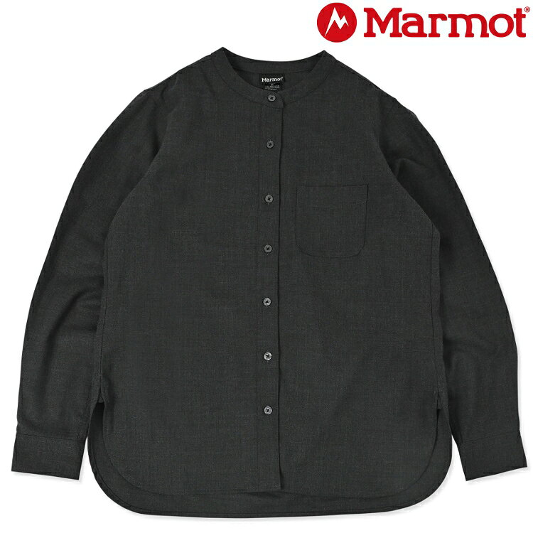 Marmot 土撥鼠 Petal No Collar Shirts 女款 立領美麗諾羊毛長袖襯衫/無領襯衫/圓領襯衫 TSAWS056 J037 麻花炭灰