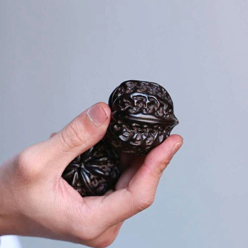 紫光檀實心核桃健身手球紅木按摩保健球健康球手轉球老人手握球| 銀聯網 