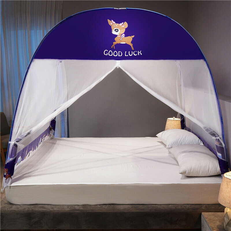 新款蒙古包文蚊帳免安裝防塵頂家用可摺疊臥室宿舍單雙人小床