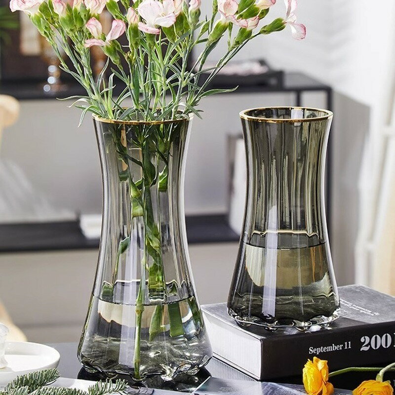 花瓶簡約玻璃花瓶擺件客廳插花透明水培鮮花玫瑰百合北歐