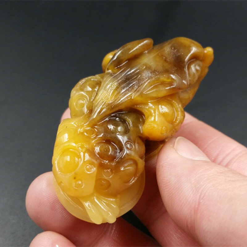 天然玉石a貨黃龍玉金蟬吊墜富貴纏絲吊墜立體金蟬玉墜