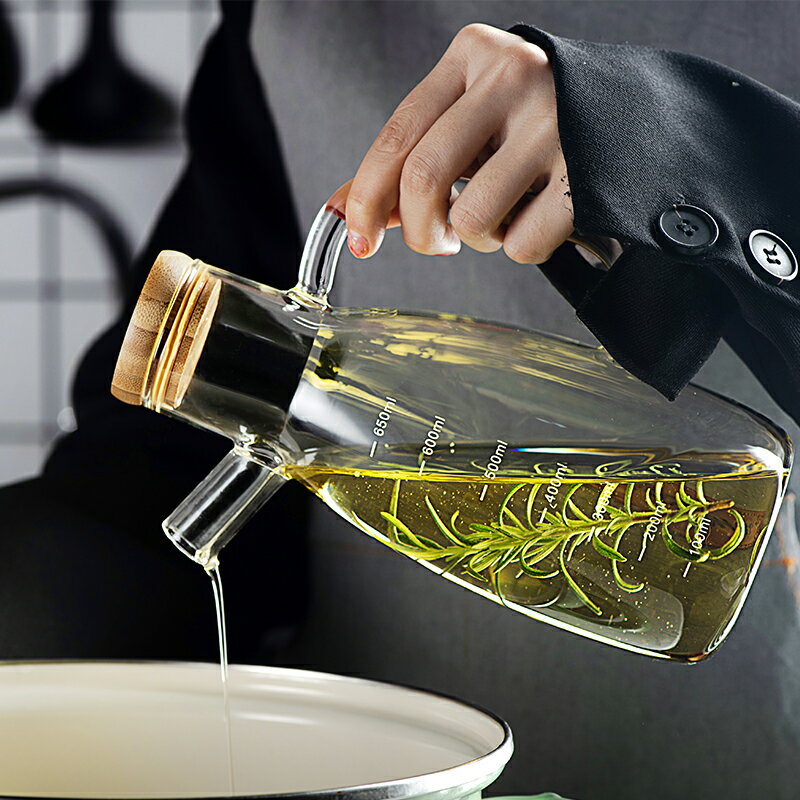 油瓶玻璃防漏家用日式廚房玻璃油壺帶刻度大號醬油瓶醋壺油罐帶蓋
