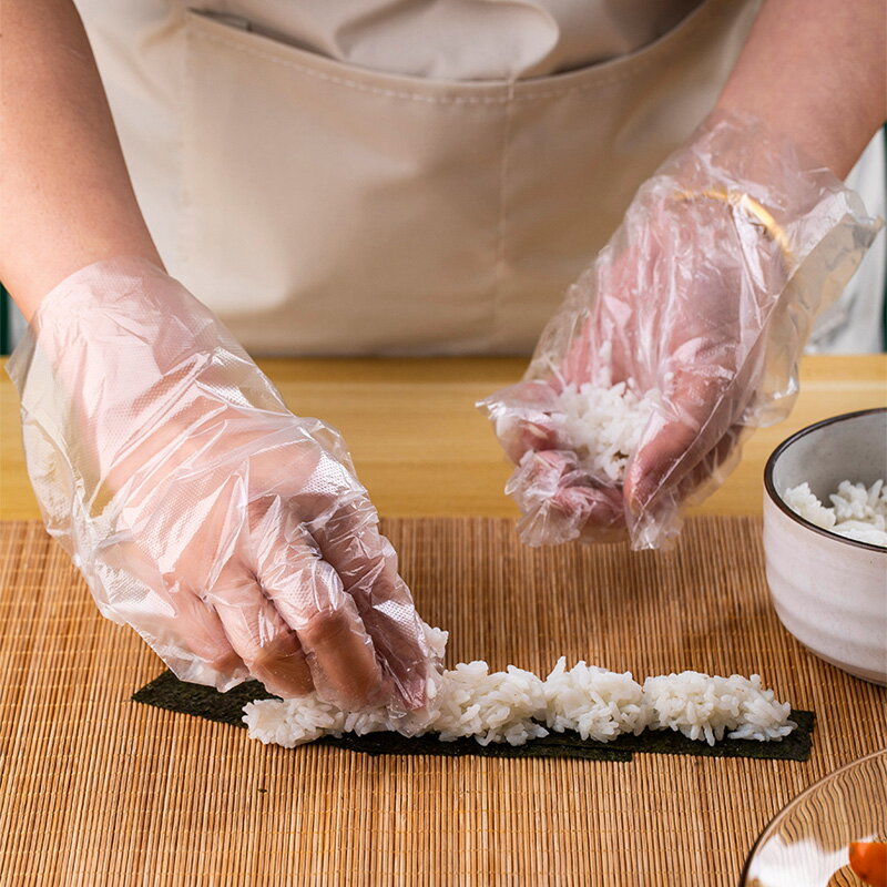 一次性手套食品餐飲手套廚房吃龍蝦專用家用透明加厚耐用薄膜手套