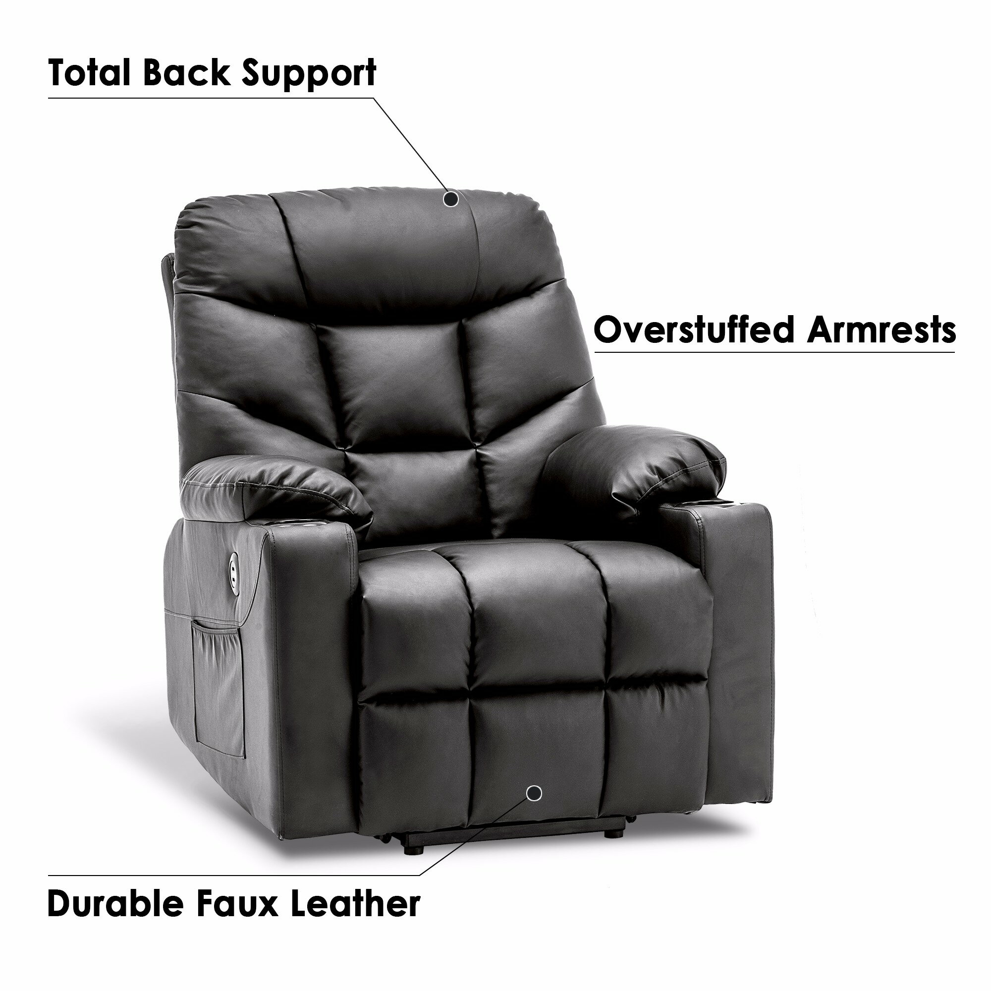 Mcombo Electric Power Lift Recliner Chair Sofa For Elderly 3 Positions 2 Side Pockets And Cup Holders Usb Ports Faux Leather 7288 Sold By Mcombo Rakuten Com Shop