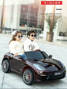 保時捷雙人兒童電動汽車可坐大人遙控跑車小孩電動童車超大號玩具
