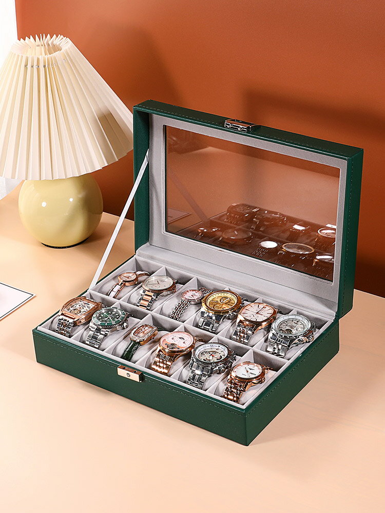 手錶盒 錶盒 手錶收藏盒 高檔手錶收納盒精致手錶箱錶盒收藏盒皮質裝錶透明盒子家用手飾盒『ZW0005』