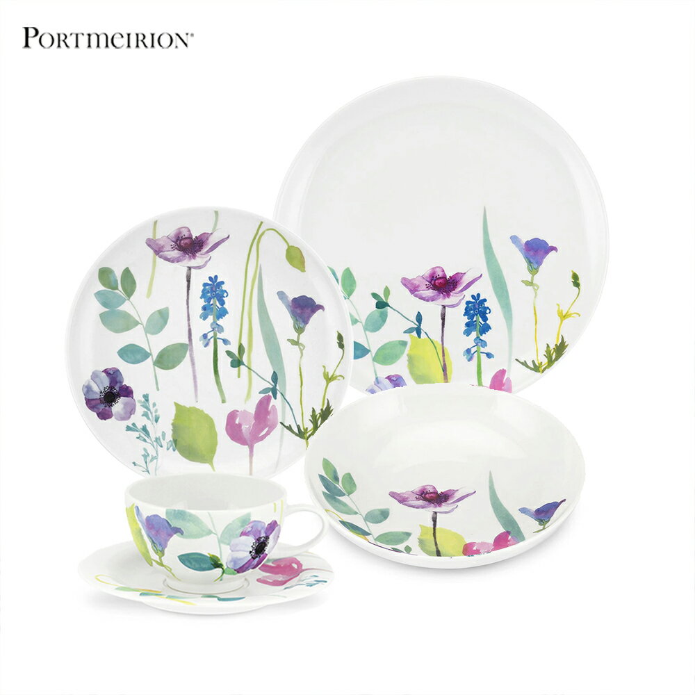 英國Portmeirion-Water Garden-水墨花園系列-杯盤餐瓷4件禮盒組