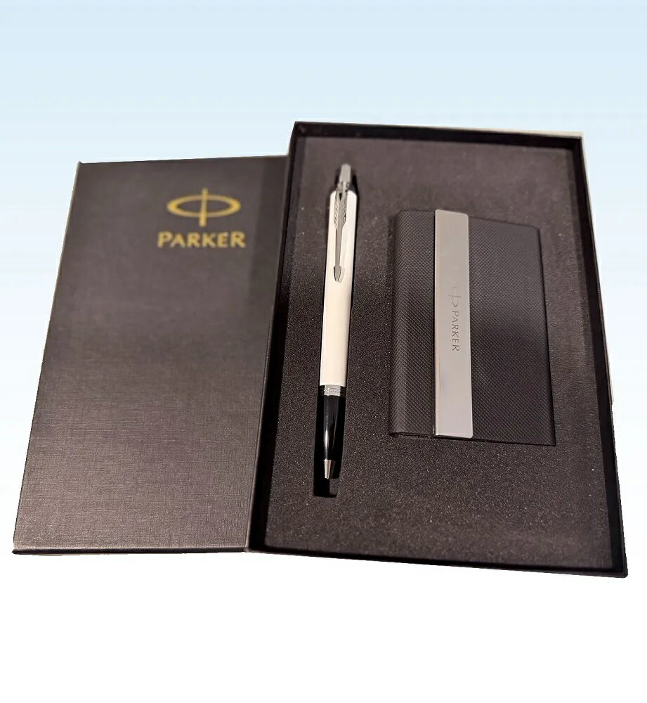 PARKER 派克 新IM系列 白桿白夾原子筆+磁性名片盒禮盒組