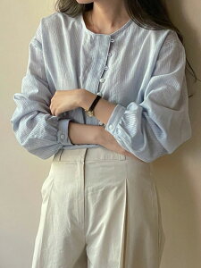 韓國夏季裝氣質寬松顯瘦襯衣長袖襯衫女裝上衣