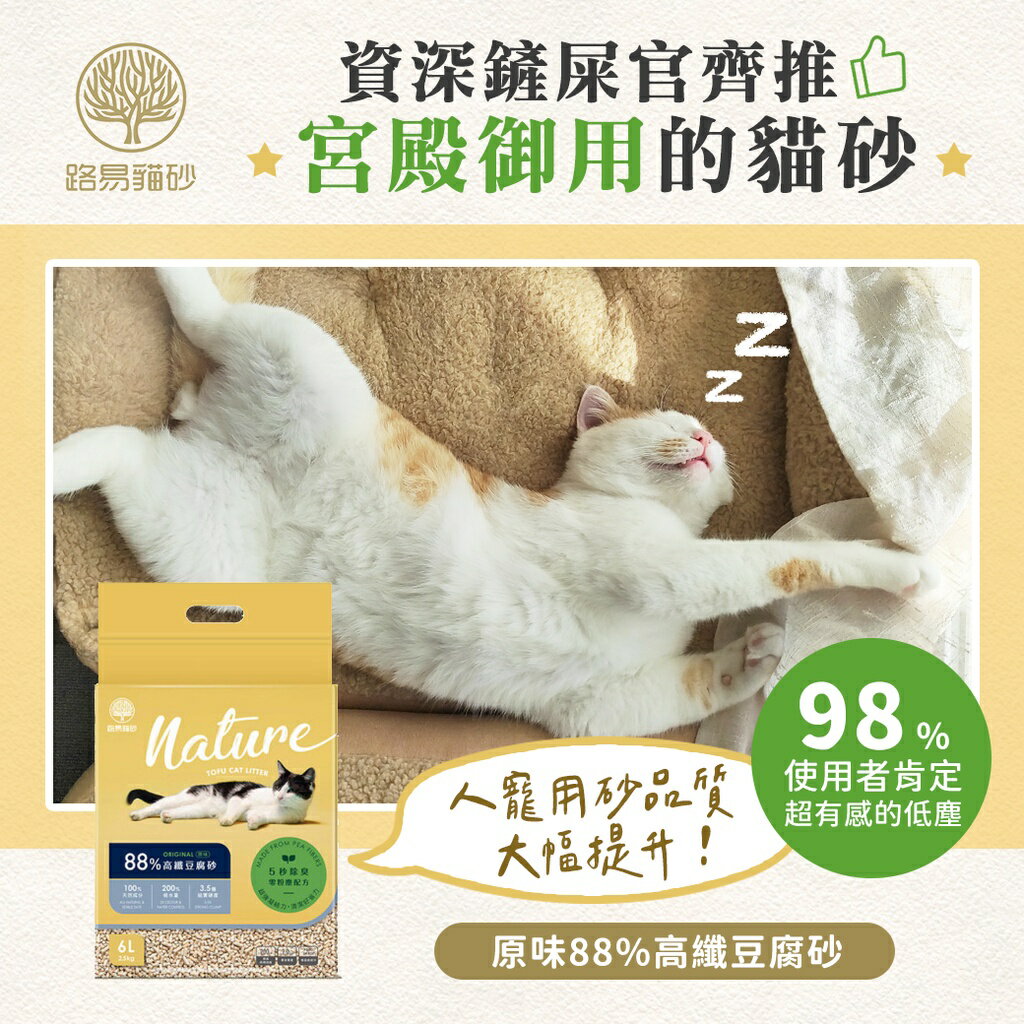 LOUIS 路易貓砂【天然綠茶】🍰送肉泥 88%高纖豆腐砂💯資深產屎官齊推 乾燥舒爽✨低粉塵 超強凝結 豆腐砂 貓砂 1