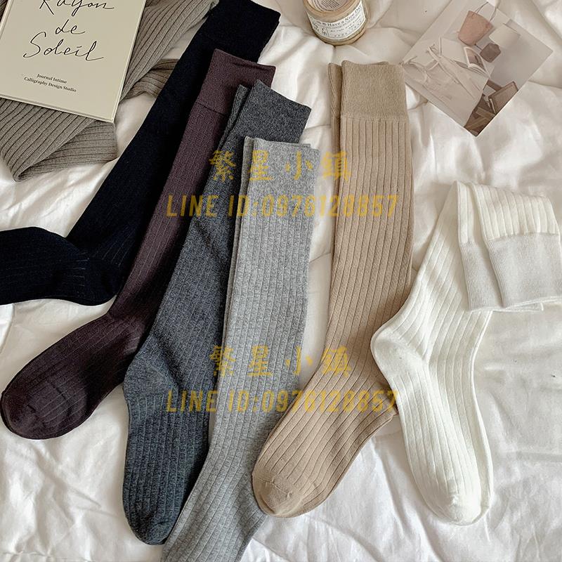 小腿襪灰色純棉春秋堆堆襪高筒襪子女及膝襪秋冬深灰色秋季長筒襪【繁星小鎮】