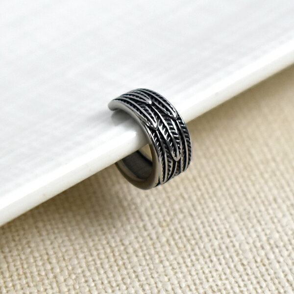 耳骨夾 羽毛層層疊鋼製夾式耳環【NDF102】