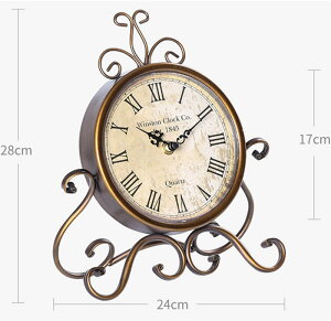 熱薦歐式鐵藝靜音創意座鐘復古時鐘 客廳裝飾鐘表