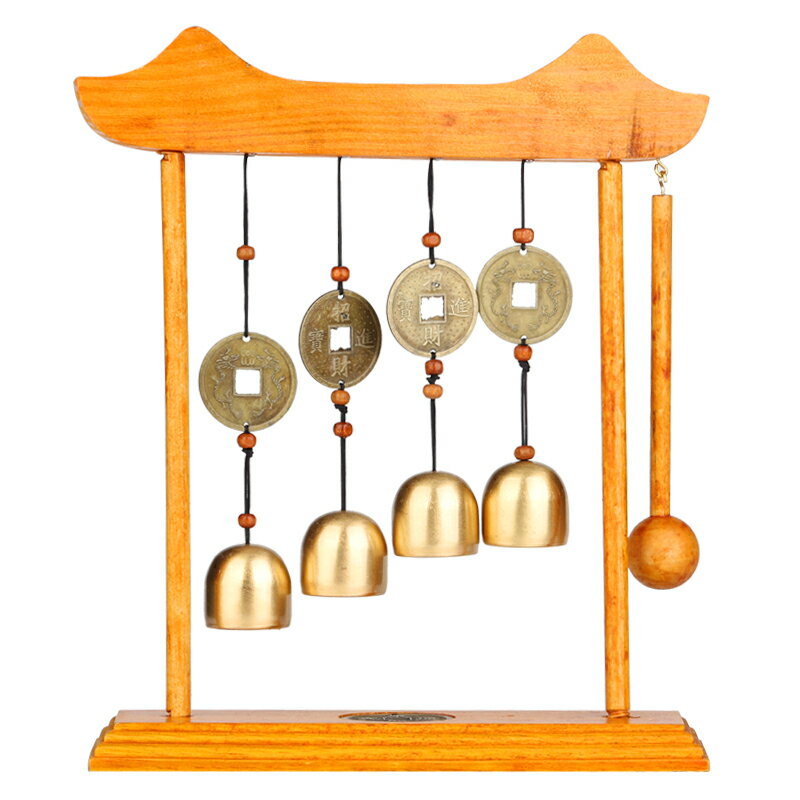 歐圣英支架銅風鈴擺件雙龍百壽鑼仿古家居裝飾工藝品十二生肖樂器