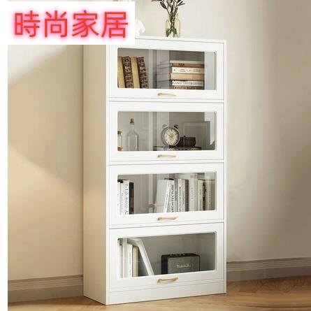 【附發票】輕奢玻璃門書櫃書架北歐簡約現代落地客廳書櫥實木手辦展示儲物櫃 置物櫃AA605