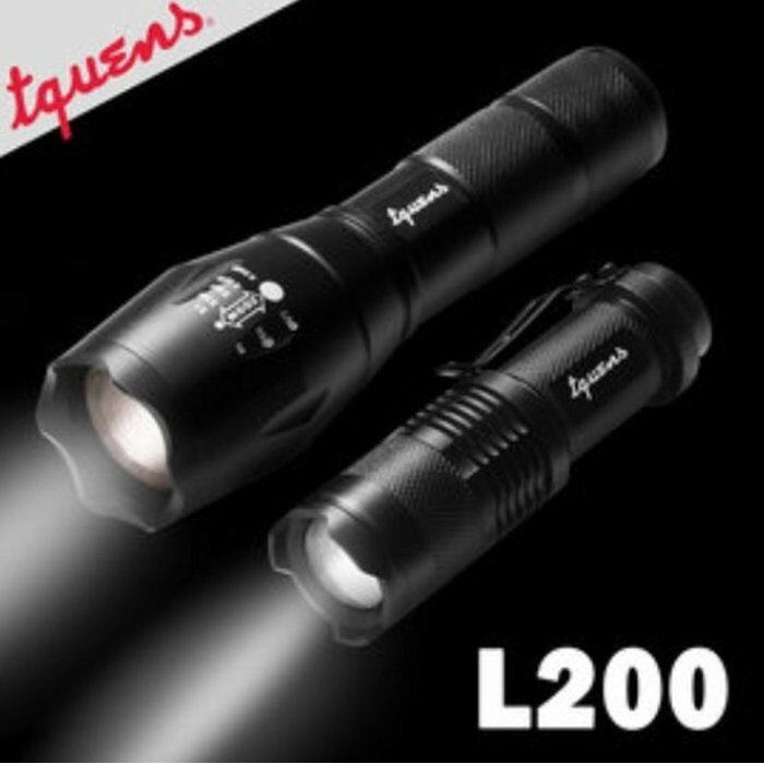 Tquens L200 鋁合金防水超強LED手電筒組(一組兩入) 短距長距兩種規格 超強亮度照明 登山露營適用