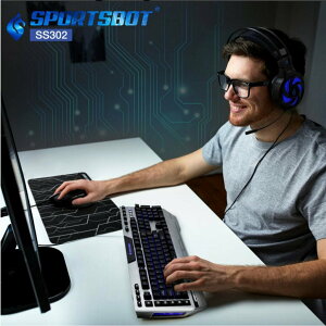 福利品美國聲霸SportsBot SS302 LED競技鍵盤滑鼠耳機滑鼠墊電競遊戲四合一組