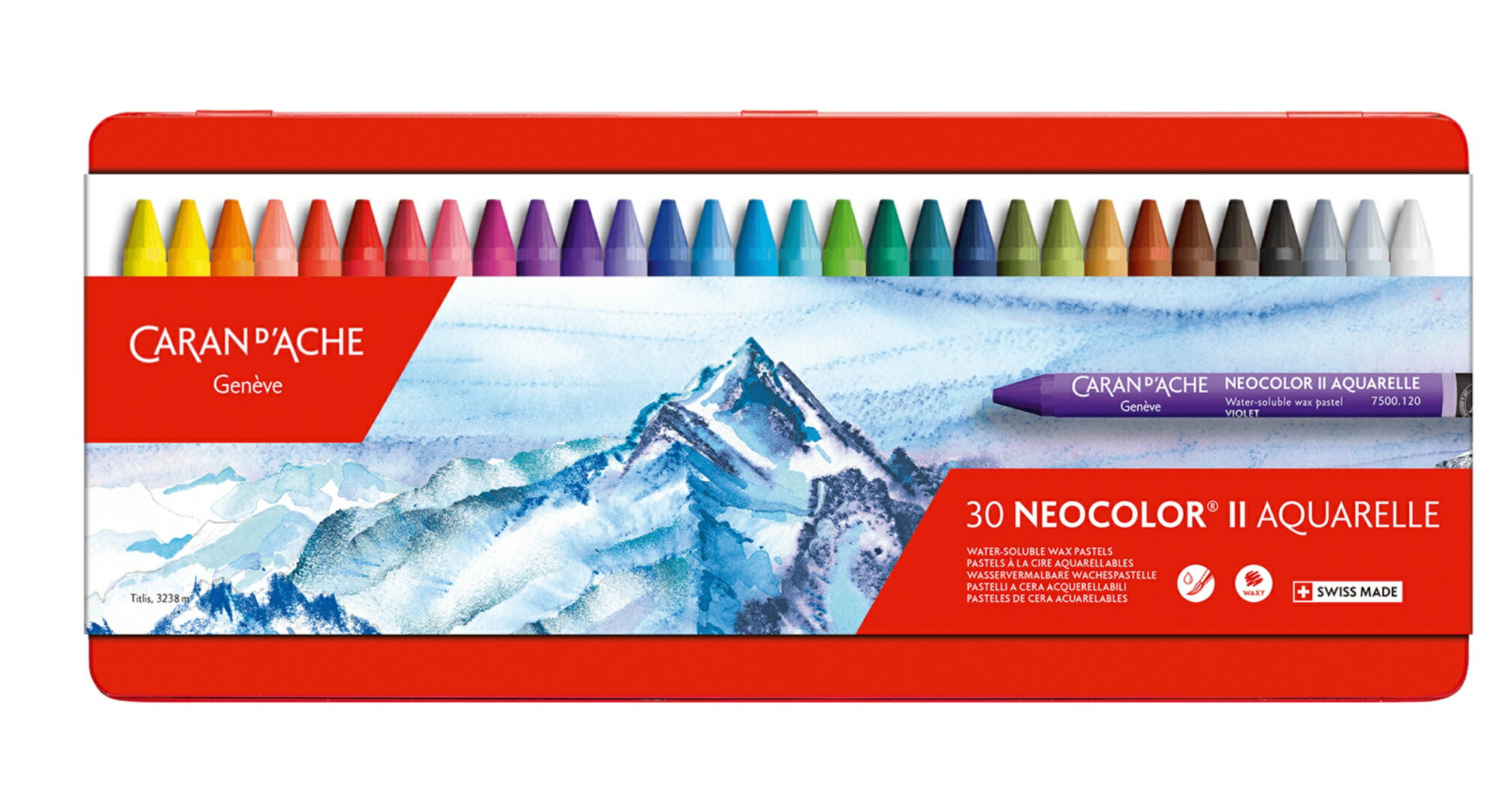 瑞士 CARAN D'ACHE 卡達 NEOCOLOR II 專業級水性蠟筆 30色7500.330【領券滿額再折千8/31止】