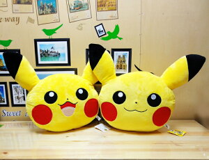 【UNIPRO】神奇寶貝 皮卡丘 Pikachu 頭型抱枕 靠枕 玩偶 十萬伏特電力 禮物 正版授權 寶可夢 Pokemon Go