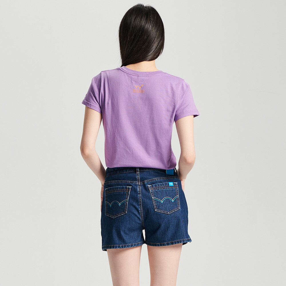 EDWIN 女款 圓點刺繡印花短袖T恤 (灰紫色) #狂降5折 2