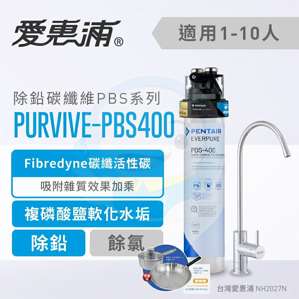 【全省免費到府安裝】Everpure愛惠浦 家用除鉛碳纖維系列淨水器 PurVive-PBS400