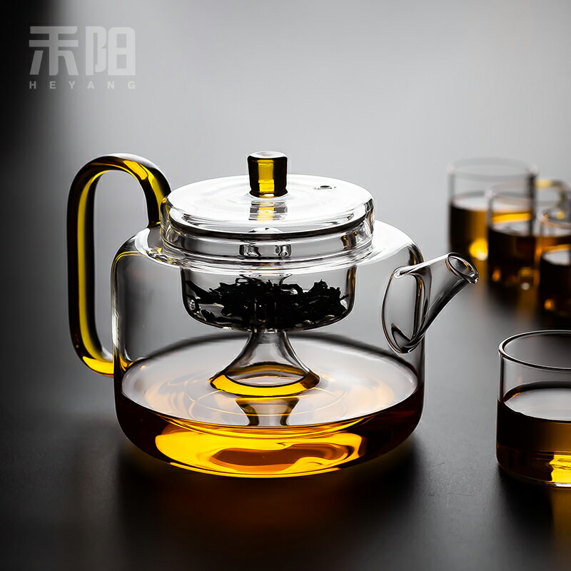 禾陽玻璃茶壺耐高溫泡茶壺蒸茶壺過濾茶具玻璃加厚耐熱花茶壺單壺