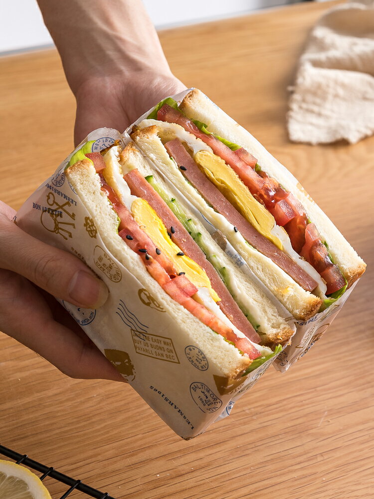 優購生活 三明治包裝紙防油漢堡紙卷餅飯團包裝盒子面包烘焙吸油紙餐盤墊紙