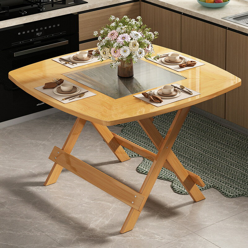 餐桌家用小戶型現代簡約便攜方桌折疊桌組合吃飯桌子客廳家用飯桌