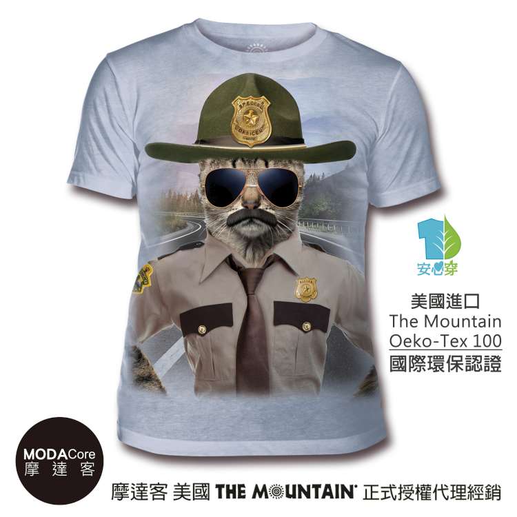 【摩達客】(預購) 美國The Mountain都會系列 警長貓 中性修身短袖T恤