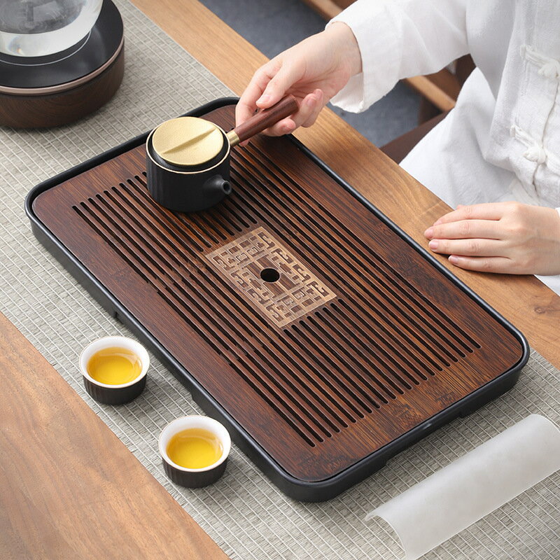 快速出貨 附發票 茶盤家用託盤功夫茶具套裝2024新款茶海竹實木客廳瀝水幹泡小茶臺