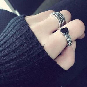 Y9銀戒指女 日韓式o潮人創意復古開口關節食指環簡約學生配飾品