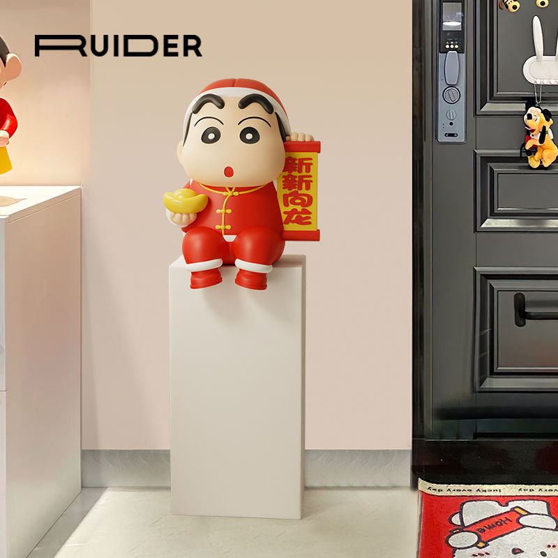 新年蠟筆小新玄關裝飾品擺件客廳家居飾品落地小公仔卡通桌面手辦J-77公司貨快速出貨