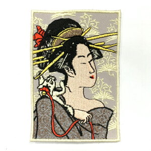 美人繪 日本浮世繪刺繡 喜多川歌麿 刺繡背膠補丁 袖標 布標 布貼 補丁 貼布繡 臂章