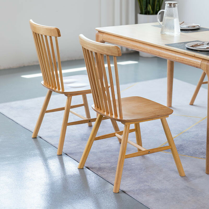 咖啡店主題實木靠背椅宴會接待歐式溫莎椅原木設計師家用餐桌椅子