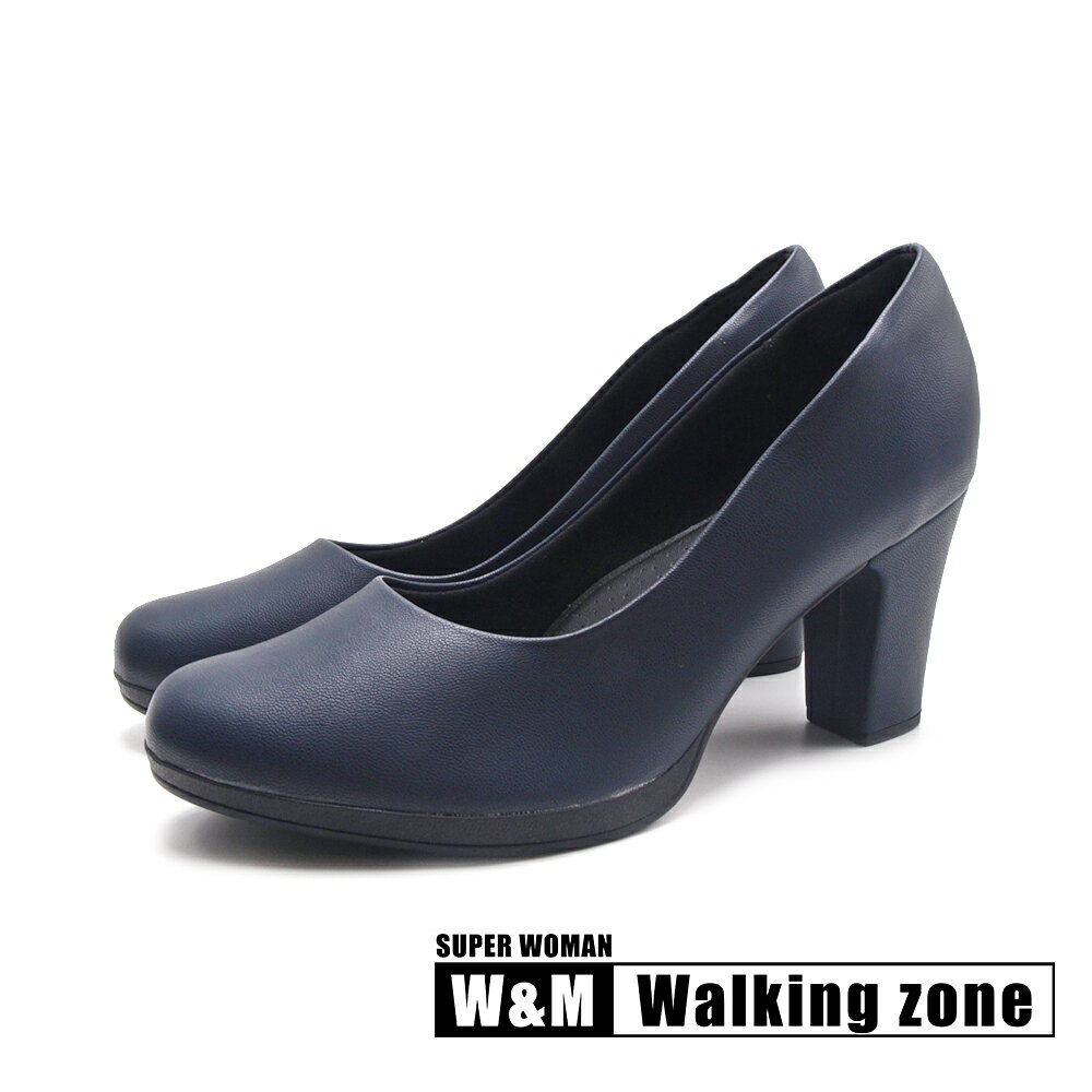 WALKING ZONE SUPER WOMAN經典靜音厚底台粗高跟鞋 女鞋-經典藍 0