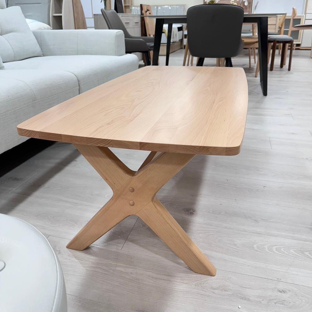 【直人木業】NEWONE 山毛櫸木全實木茶几/原木色120cm#熱門收藏家具 3