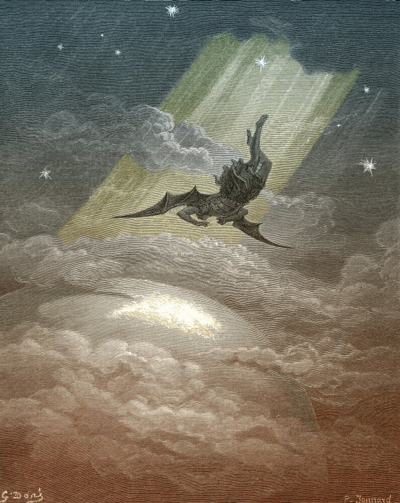 Posterazzi: Satan Flying to Earth by Dore Stretched Canvas - Science ...