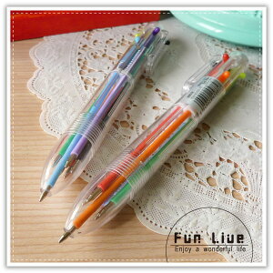 透明6合1原子筆 彩色原子筆 六色自動原子筆 多色中性筆 圓珠筆 六色筆 文具用品 贈品禮品