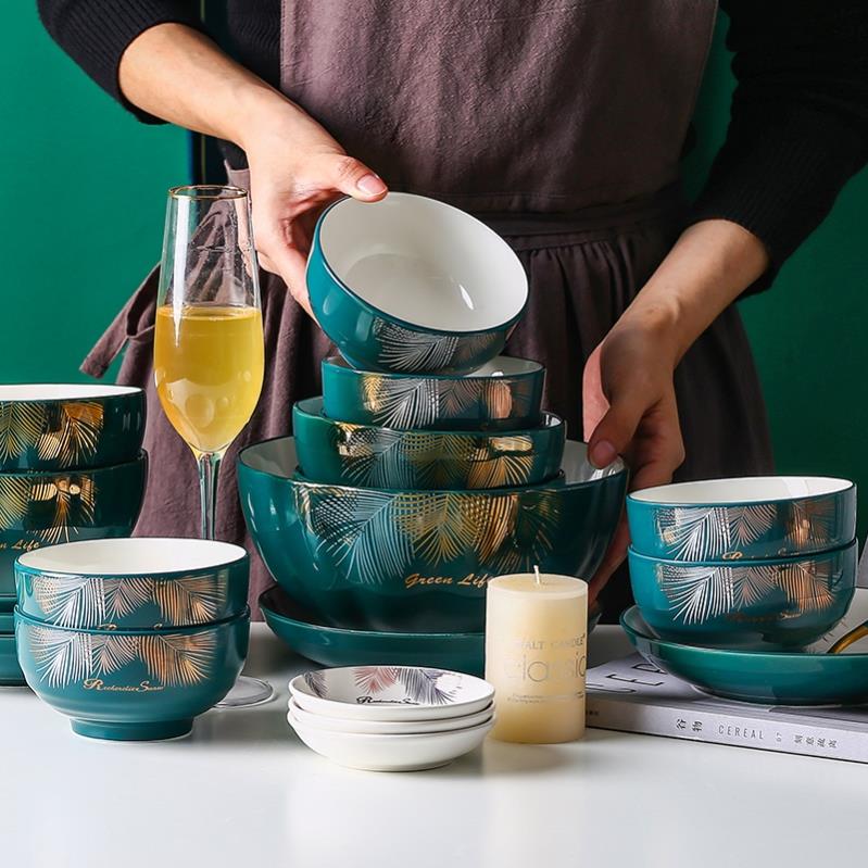 陶瓷碗碟套裝家用北歐輕奢網紅ins風餐具碗盤組合歐式盤子碗簡約