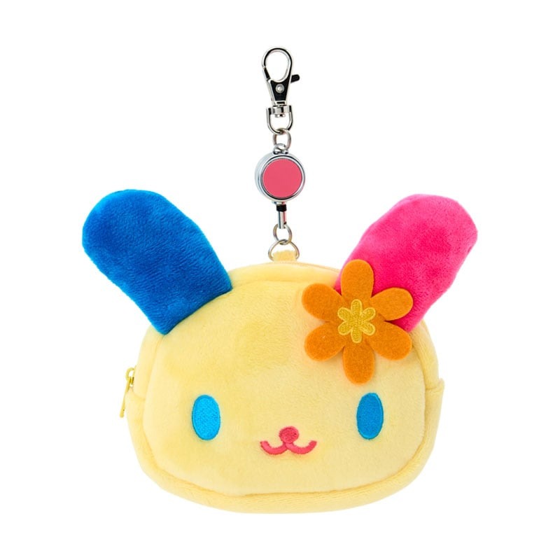 asdfkitty*花小兔 大臉造型絨毛 易拉扣證件套 票卡夾 零錢包-很大很明顯-可當行李吊牌-日本正版