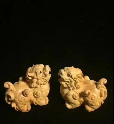 小葉黃楊精雕貔貅擺件實木雕刻工藝手工禮品文玩手把件1入