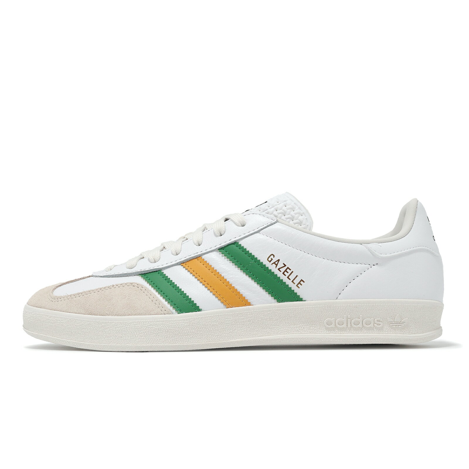 adidas 休閒鞋 Gazelle Indoor 男鞋 白 綠 黃 復古 低筒 麂皮 愛迪達 IE9092