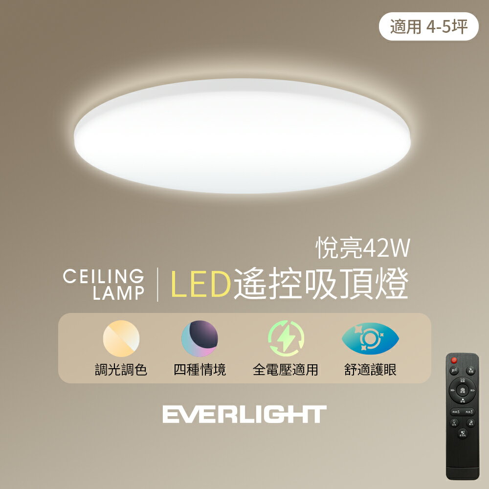 【EVERLIGHT億光】42W/60W/80W 悅亮 LED遙控吸頂燈 3年保固