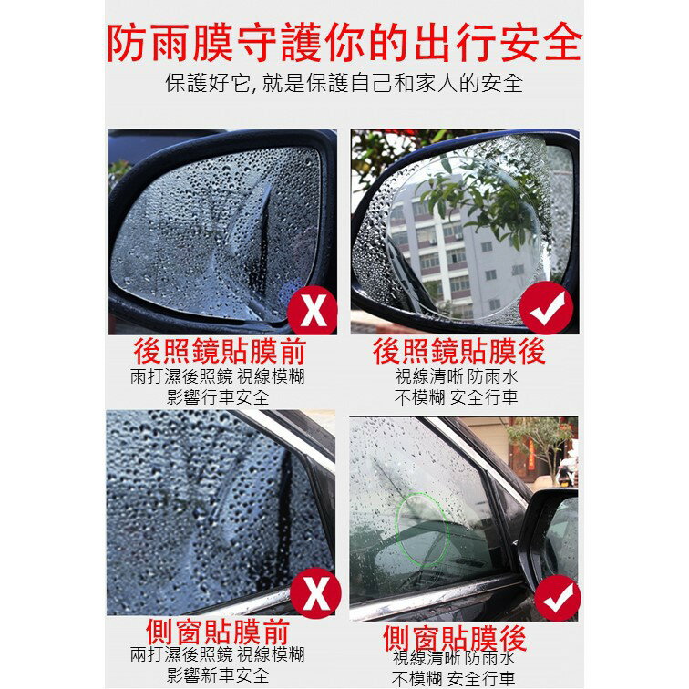 汽車後視鏡防雨貼膜 防水防霧防炫目膜鋼化玻璃膜 2