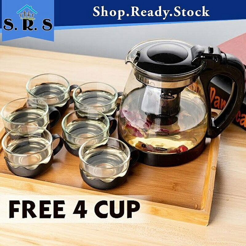 （咖啡用品與配件）Srs 1.5l 玻璃茶壺咖啡機 4 杯